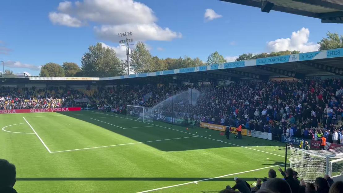 Moment unsuspecting Rangers fans get absolutely SOAKED by sprinkler before Premiership clash against Livingston