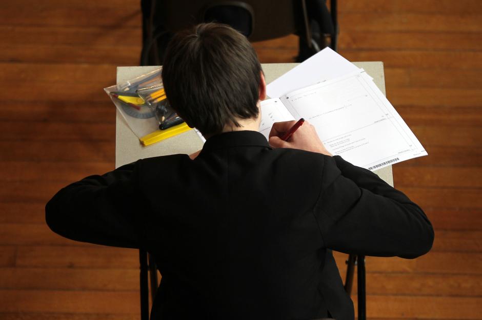 A student taking a mathematics exam.