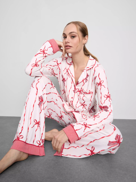 Christmas Printed Boyfriend Pyjamas BOW
