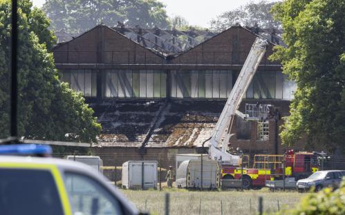 Aftermath of a fire at a former RAF base.