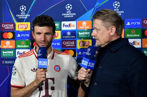 Thomas Müller of Bayern Munich being interviewed.