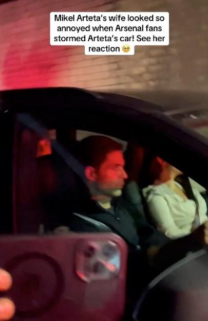 Mikel Arteta and His Wife Overwhelmed by Arsenal Fans in Car After Epic Atletico Madrid Victory