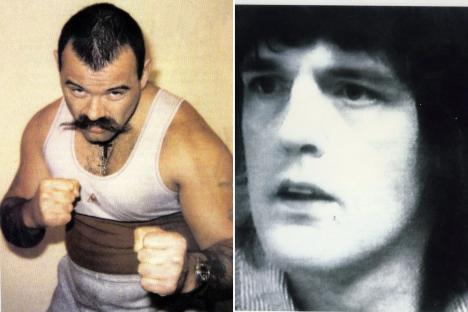 An image collage containing 2 images, Image 1 shows Photo of Charles Bronson, Britain's most feared prisoner, Image 2 shows Black and white photo of Robert Maudsley, a notorious serial killer
