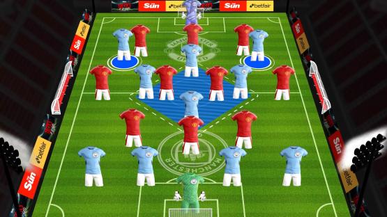 Illustration of a soccer team lineup.