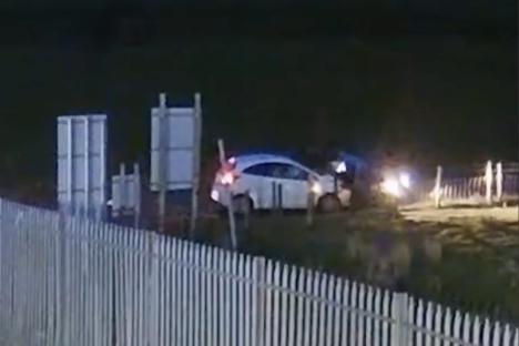 CCTV footage of a car crash.