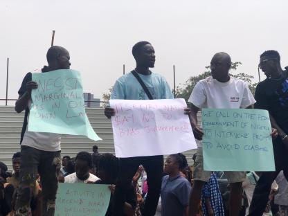Itsekiri community youths protest against INEC delineation of wards 4