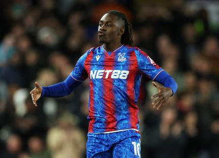 Eberechi Eze of Crystal Palace celebrating a goal.