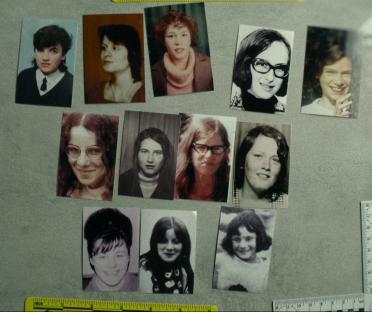 Collage of photos of victims from Fred and Rose West: A British Horror Story.
