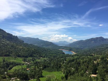 View of the Kotmale Reservoir in Ramboda Valley, Sri Lanka.