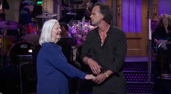 Walton Goggins slow dancing with his mother on SNL.
