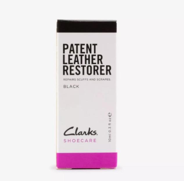Black Clarks patent leather restorer box.