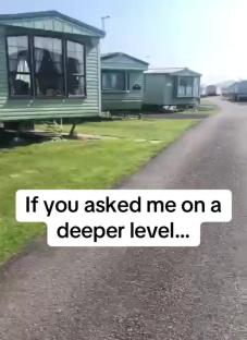 Mobile homes parked in a row.