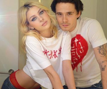 Nicola and Brooklyn Peltz-Beckham in a close-up photo.