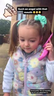 Toddler on phone, swearing.