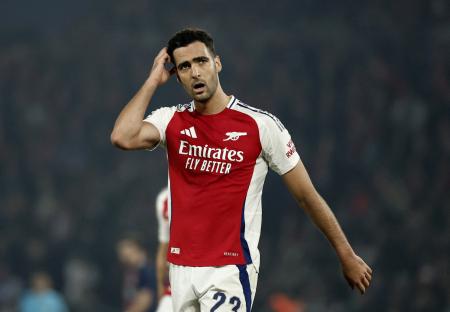 Mikel Merino of Arsenal during a Champions League match.
