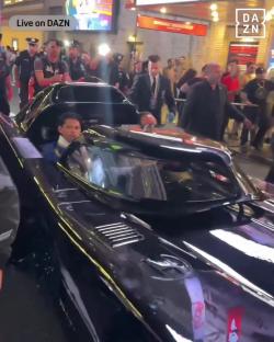 Ryan Garcia arriving in a Batmobile.