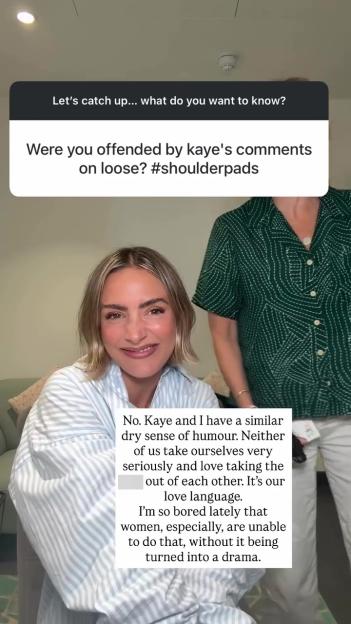 Frankie Bridge responds to a question about Kaye Adams' comments.
