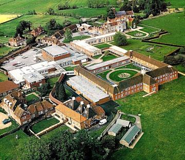Aerial view of a school campus.