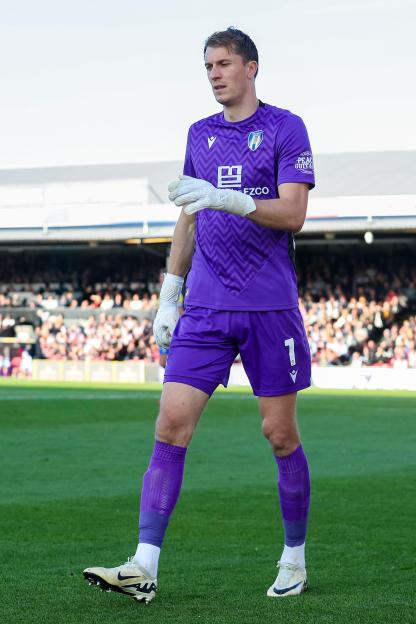 Matt Macey of Colchester United during a football match.