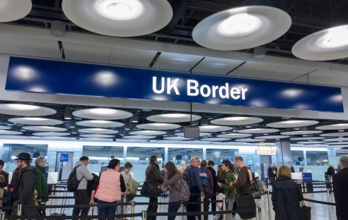 UK Border control at an airport.