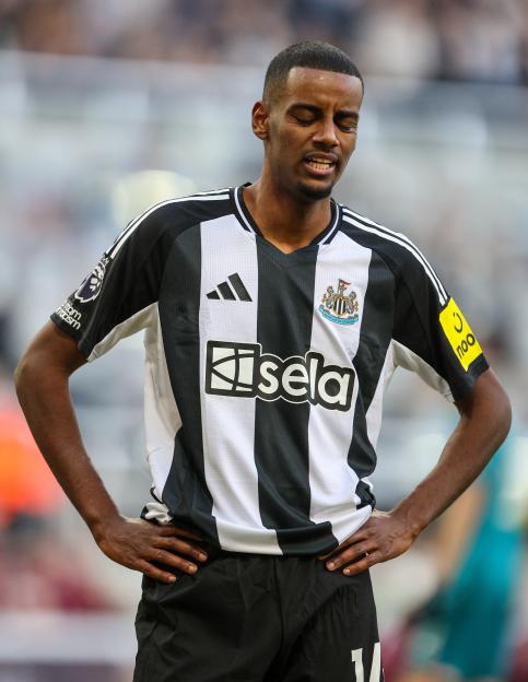 Alexander Isak of Newcastle United reacts during a soccer match.