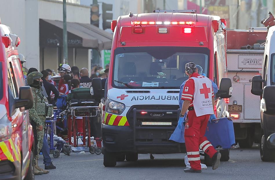 Authorities and rescue teams working in the area after being called to the scene.