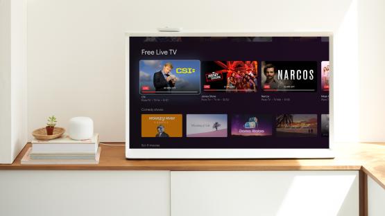 Google TV displaying live and on-demand TV shows and movies.