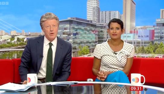 Naga Munchetty and a male co-host on BBC Breakfast.