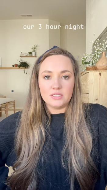 Woman discussing a "3-hour night" for marriage.