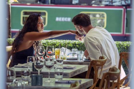 Maya Jama and Ruben Dias on a lunch date.