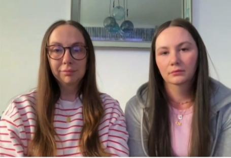 Sisters of missing Greg Monks in a video screen grab.