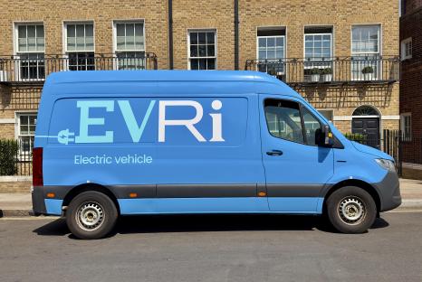 Evri electric delivery van parked on a city street.