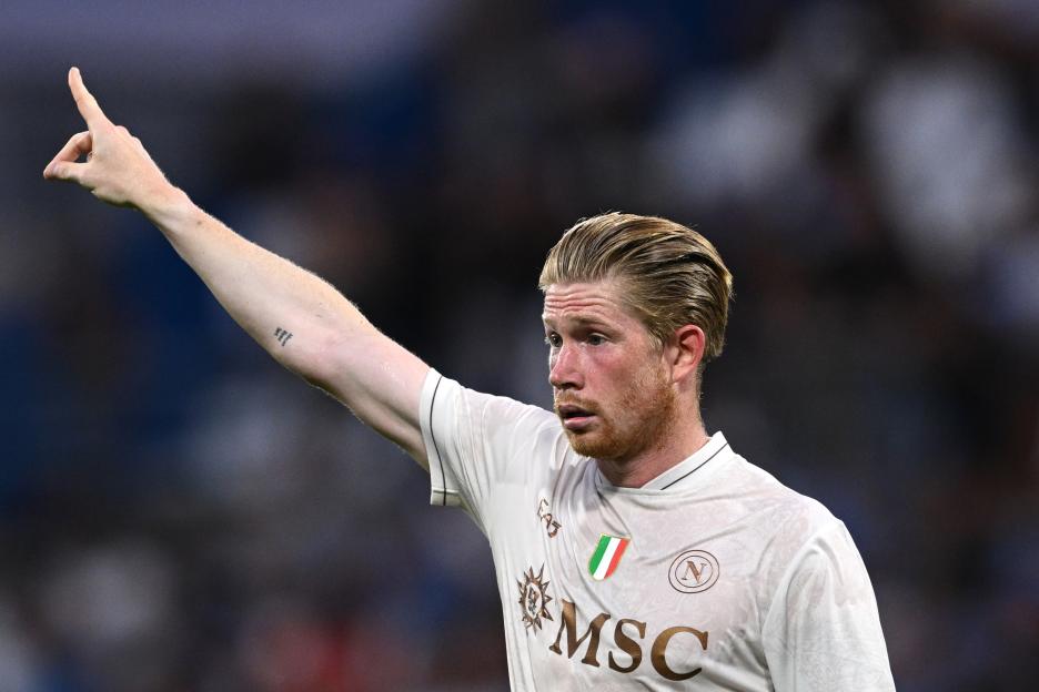Kevin De Bruyne of Napoli reacting during a Serie A match.