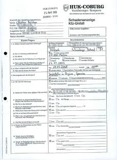 German insurance claim form.