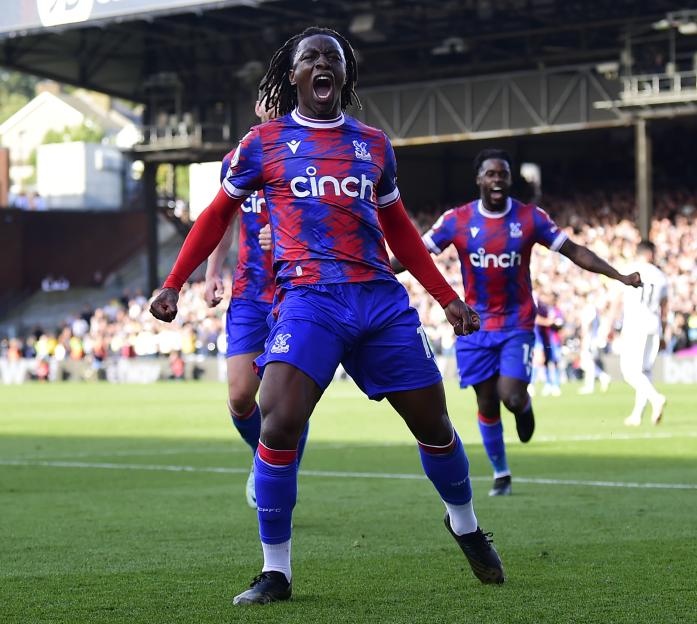 Eberechi Eze of Crystal Palace celebrating a goal.