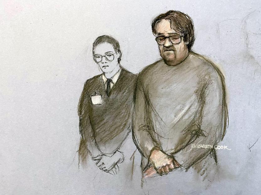 Court sketch of surgeon Neil Hopper.