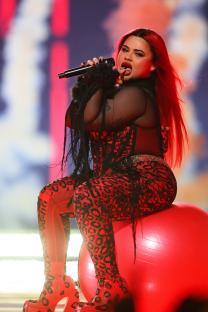 Miriana Conte, representing Malta, performs at the Eurovision Song Contest.