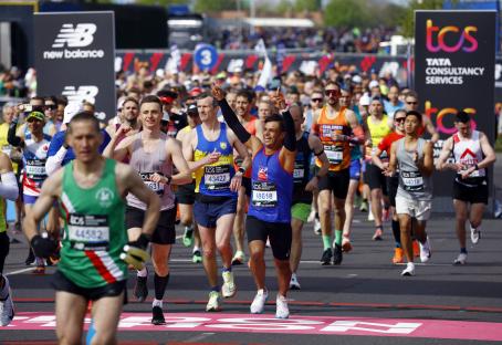 Runners participating in the London Marathon.