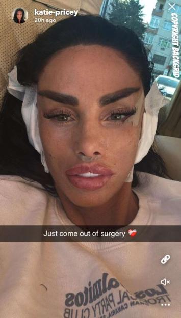 Katie Price after surgery.