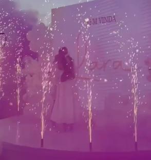 Over-the-top gender reveal with fireworks and ultrasound.