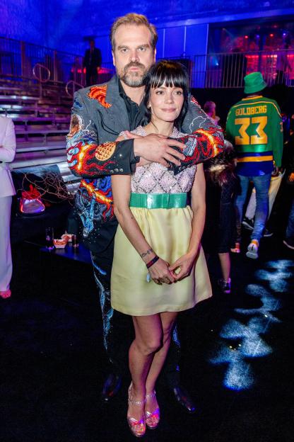 David Harbour and Lily Allen attending the "Stranger Things" season 4 premiere after-party.
