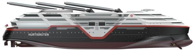 Illustration of Hurtigruten's zero-emission cruise ship design.
