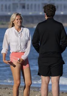James Argent and Nicoline Artursson on a beach in Spain.