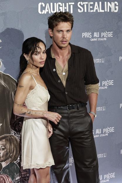 Zoe Kravitz and Austin Butler at the premiere of "Caught Stealing."