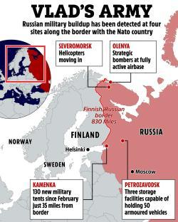 Illustration of Russian military buildup near the Finnish-Russian border.