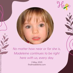 Image of Madeleine McCann with the text