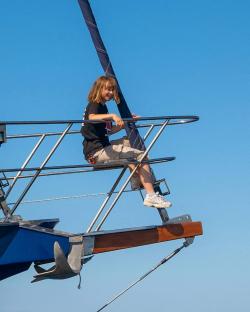 Greta Thunberg aboard a ship.