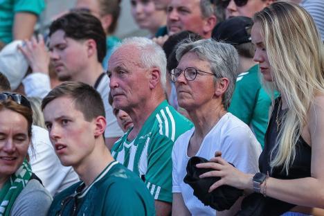 Spectators at a soccer game.