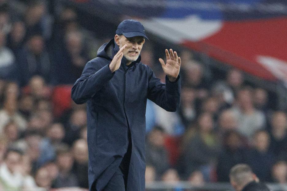 Thomas Tuchel, England's manager, gesturing during a soccer match.