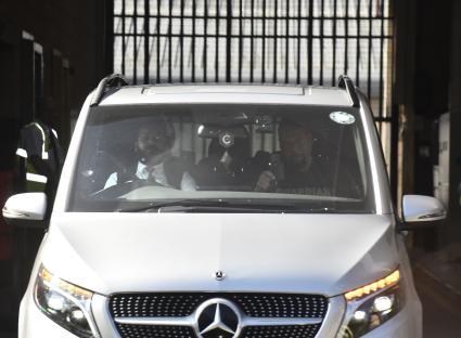 Chris Brown leaving Forest Bank Prison in a Mercedes van.
